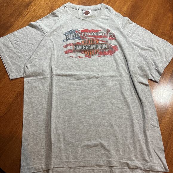 Harley Davidson T-Shirt XL Gray Ride Tennessee USA Flag Biker Motorcycle Tee - Picture 1 of 5